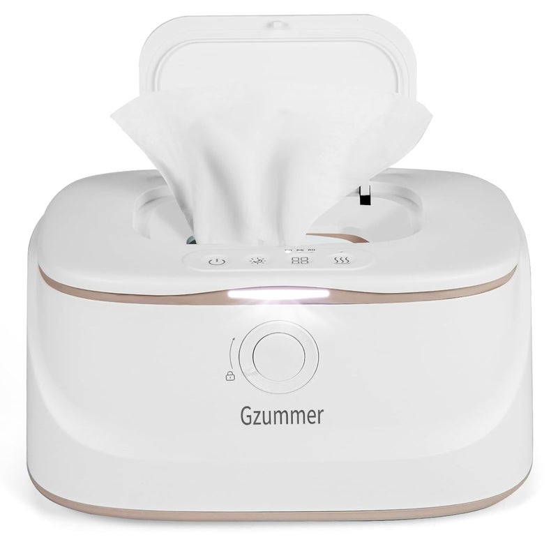 Gzummer Baby Wipe Warmer, Wipe Warmer and Baby Wet Wipes Dispenser, 3 Temperature Control Large Capacity Wipes Warmer for Babies with Night Light (Pure White) - Image 1